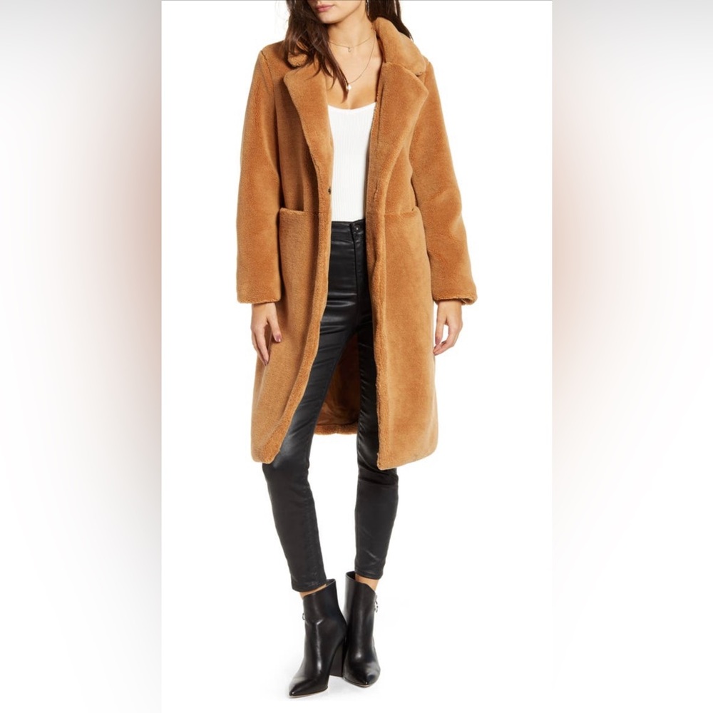 Vero Moda Holly Long Teddy Jacket Brown Small